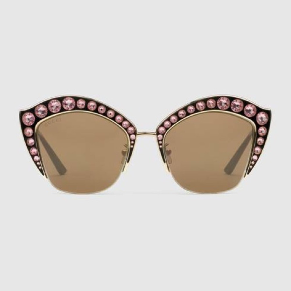 GUCCI Cat Eye Metal Sunglasses